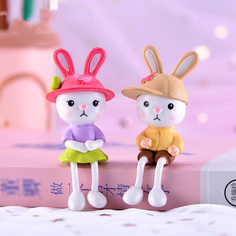 Mini Fairy Garden Animals Cartoon Long Legged Rabbit Figurine Dolls Pot Bonsai Resin Car Interior Decoration Terrariums Fairy Garden Decoration Wholesale Fairy Garden Accessories Supplies Lovely Mini Rabbit Small Kids Toys